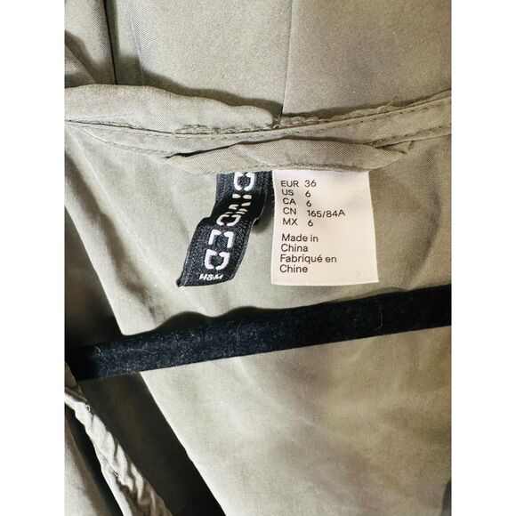 Divided Women's Khaki Green Lightweight Jacket Hooded Asymmetrical Zipper SZ 6 - Picture 4 of 4